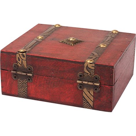 Coffret ancien en bois imprimé pour ranger bijoux, colliers et trésors, boîte de rangement avec serrure