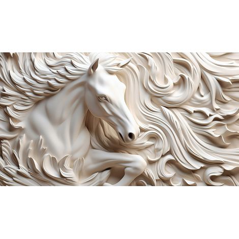 Papier peint panoramique - Cheval 3D - 130 cm x 73 cm (1/2)