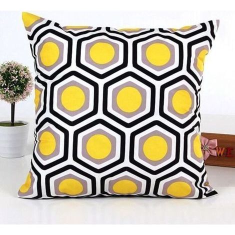 Copricuscino giallo per divano letto dalla forma geometrica, decorazione per la casa. (1/2)