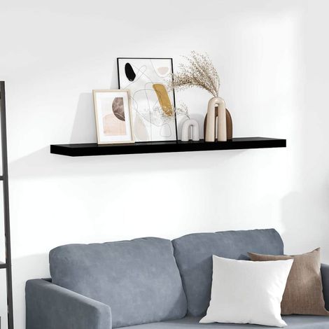 vidaXL Schweberegal Hochglanz-Schwarz 120x23,5x3,8 cm MDF (1/5)