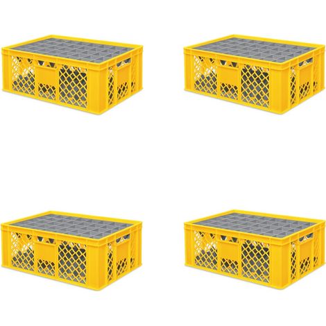 BRB 4x boîte en verre 600x400 mm 40 verres jusqu’à 205 mm de hauteur/diamètre 67 mm, jaune