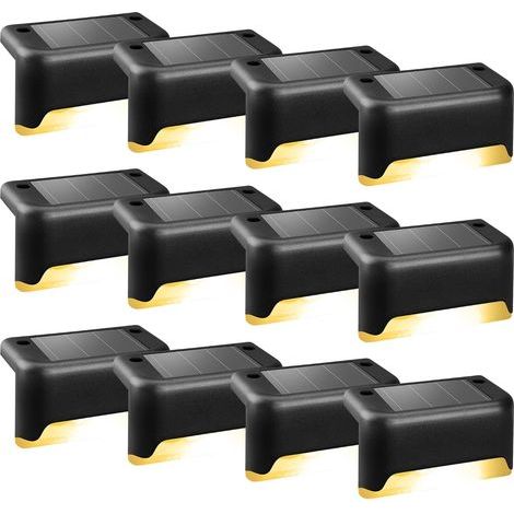 Set of 12 waterproof LED stair lights for outdoor stairs, steps, terraces and decoration (black, warm white) (1/5)