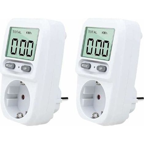 Tigrezy 2-pack Wattmeter Socket, Smart Portable Socket Energy Meter with LCD Display, Overload Protection, Maximum Power 3680W, for Home Use (1/4)