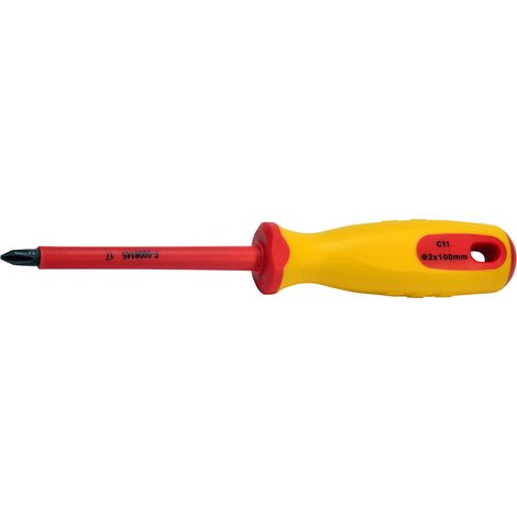 SW-Stahl 33100L-PH2 Schraubendreher VDE I Kreuzschlitzschraubendreher PH2 x 100 mm I Elektriker Werkzeug I Elektro Schraubendreher