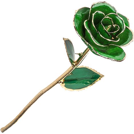 Rose Artificielle Dorée 24K avec Support Décoratif Artisanal et Feuilles (1/5)