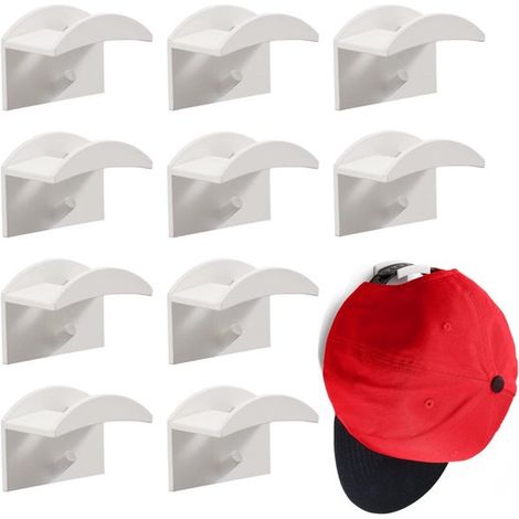 10er-Pack selbstklebende Hutablagen Huthaken Wandmontierbare Hutablagen Organizer Stabile Haken für Baseballkappen Mehrzweckhaken Geeignet für (1/5)