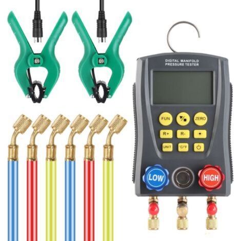Digital Refrigeration Pressure Gauge, 600-3000 Tube Pressure Vacuum Pressure Temperature Tester Kit for Meter HVAC Air Conditioner (1/5)