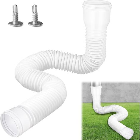 Extension de gouttière flexible, ronde, pour tuyau de descente de 80/100 mm, extensible de 47 à 150 cm, 1 pièce (blanc) (1/5)