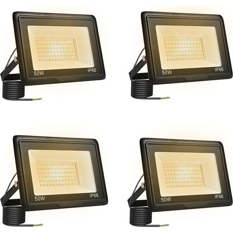 4 Pièces Projecteur Led Extérieur 50W, Spot Led Exterieur 5000LM 3000K Blanche Chaude IP66 ImperméAble Projecteur Exterieur Pour Jardin Garage Patio Grange Cour (1/5)