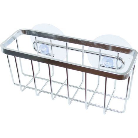 Porta spugne in acciaio inox con ventose: facile da riporre per le spugne da piatti, fissaggio sicuro al lavello. (1/4)