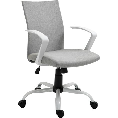 Siège bureau ergonomique à bascule pivotant réglable en hauteur tissu gris clair 61x61x89-99 cm
