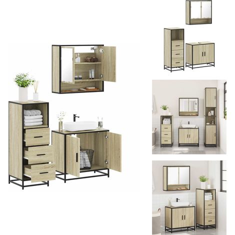 Ensemble de meubles de salle de bain 3 pcs chêne sonoma - Ensemble De Meubles De Salle De Bain - Ensembles De Meubles De Salle De Bain - Armoire De Salle De Bain - Armoire De Rangement De Salle De Bai (1/5)