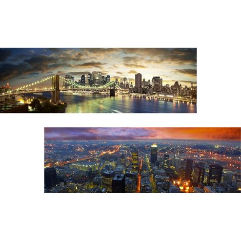 Quadro da Parete oleografico new york con 13 led 75 x 25 cm 2 Modelli (1/2)