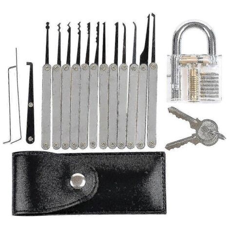 Pair Kit de crochetage de 15 outils, ensemble de crochetage professionnel, outils de crochetage