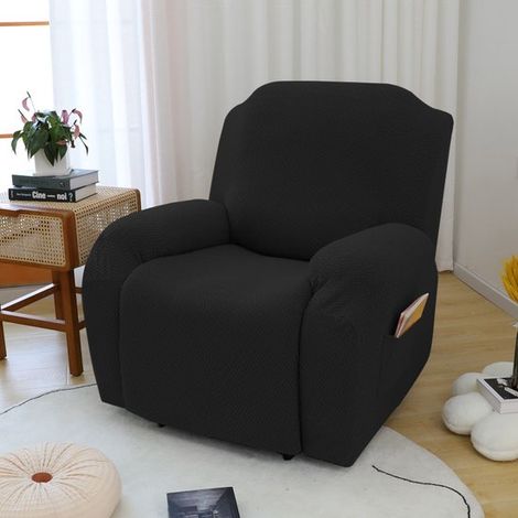 Sofabezüge Einzelbezug für Relaxsessel erweiterbarer 4-teiliger Sesselbezug für Klappsofas mit Seitentasche universell maschinenwaschbar grau (1/2)