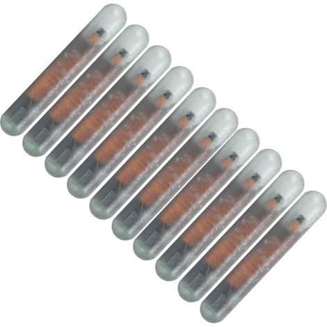 Lot de 10 puces en tube de verre de 1,4 mm pour étiquettes d'identification animale légères et faciles à implanter. (1/5)