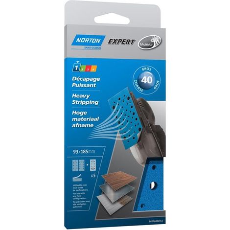 Norton Expert Schleifpapier 93x185mm K40 5er VE Gelocht / Multi-Air
