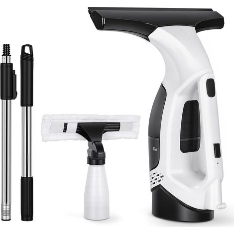 Nettoyeur de vitres électrique sous vide – équipé d'un réservoir d'eaux usées de 150 ml et d'une poignée allongée, adapté au nettoyage des miroirs.