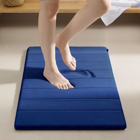 Tapis De Bain - Mousse A Memoire De Forme - 40x60 Cm - Antiderapant - Absorbant - Lavable En Machine - Bleu Marine - 1 Piece (1/5)