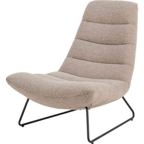 Selsey – Fauteuil relax beige 97 cm de hauteur – Tissu robuste résistant à l'effilochage – Pieds en métal pour stabilité – Assemblage autonome (1/5)