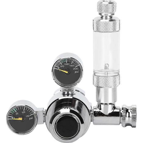 CO2-Druckregler aus Edelstahl für Aquarien, Druckregler mit Blasenzähler, Durchflussventil für Wasserpflanzen, W21.8-Zylinder, Tisch-Druckminderer (1/5)