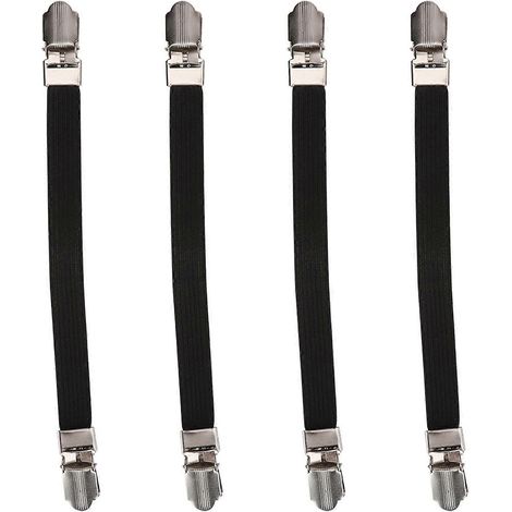 4 Stück elastische Kreuzbänder für Bettlaken, Doppelkopfclips, Halteclips, Universalbefestigungen, Aufhängeclips (1/5)