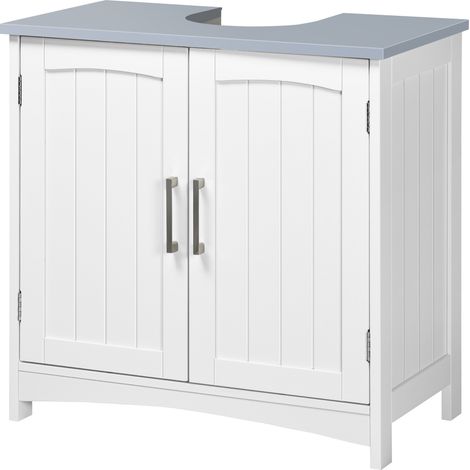 Badezimmerschrank mit Doppeltüren und verstellbaren Einlegeböden, weiß