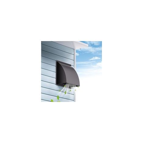 Grille Aeration 150mm, Grille Ventilation Exterieur, Trappe anti-reflux intégrée, Grille amovible, pour séchoirs, cuisines, systèmes de ventilation, Ø 15 cm (19,5 19,5 cm), Noir (1/5)