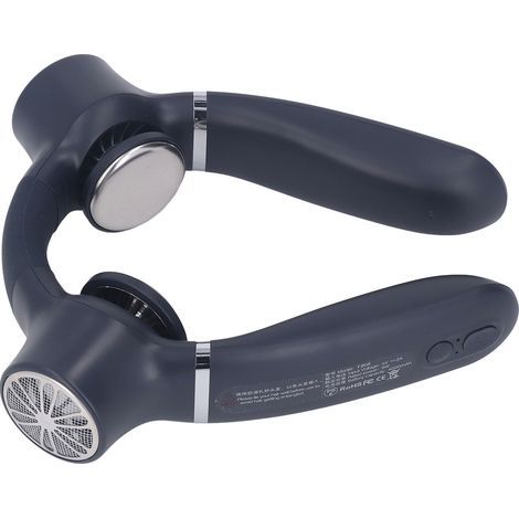 Ventilateur de cou portable, mains libres, réglable, portable, alimenté par batterie, rechargeable par USB, ventilateur de cou rafraîchissant pour les sports de plein air, bleu foncé. (1/5)