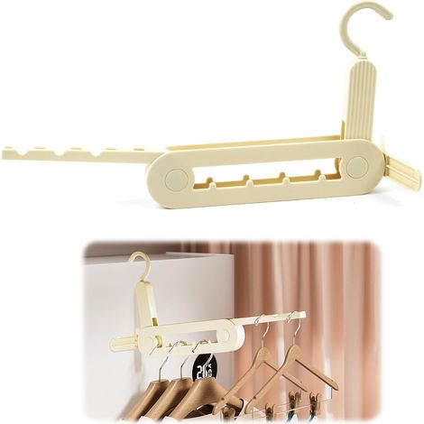 CSPARKV - Perchero plegable de pared con agujeros, 1 unidad, perchero portátil para puerta, para balcón, baño, lavadero, hotel, apartamento (beige) (1/4)