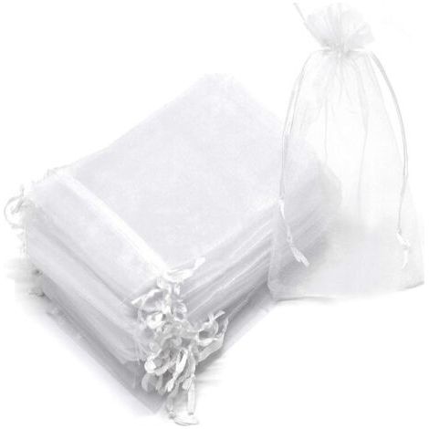 Petit sac cadeau à cordon avec organza gris 100 pièces, 7x9cm (1/2)