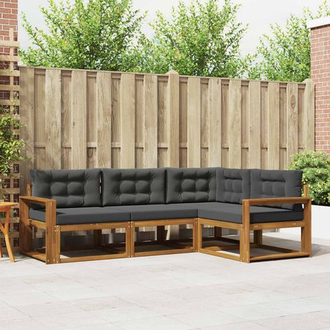 Outdoor-Sofagarnitur mit Kissen 4 pcs Natur und Anthrazit