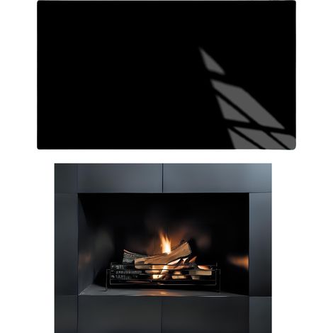 BASE DE CRISTAL PARA CHIMENEA, VIDRIO TEMPLADO NEGRO CABRA. DIMENSIONES: 52 x 35 cm. (1/5)