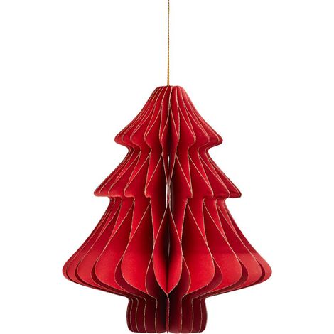 Pendaglio a forma di alberello colore rosso in carta decorazioni natalizie per albero di Natale -h 18 cm (1/3)