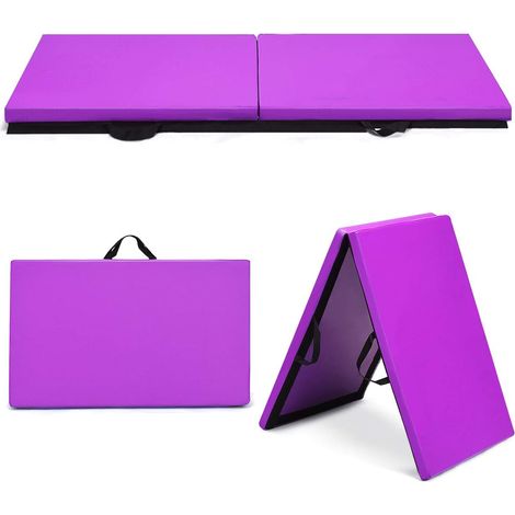 COSTWAY 180x60x4cm Weichbodenmatte, 2 Fach klappbare Gymnastikmatte, Yogamatte mit Klettverschluss und 2 Tragegriffe, Klappmatte, Turnmatte für Gymnastik, Yoga, Fitness und Training