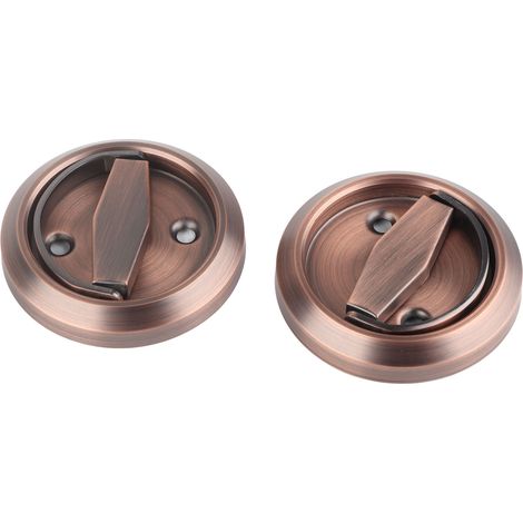 Serrure double face pour salle de bain, poignée annulaire en acier inoxydable 304, accessoires de serrure de porte (bronze rouge (avec serrure)) (1/5)