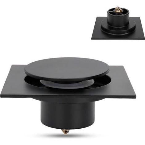 Bonde de douche anti-odeurs - Bonde à clapet - Noire - Joint d'étanchéité en silicone - Évacuation efficace de l'eau - Convient (1/5)