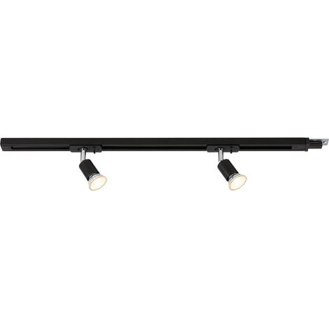 Briloner Sistema a Binario 230V 81x7,5 cm Kit di Estensione 2x GU10 fino a 9W Binario 75 cm Connettore Lineare Nero - Binario Illuminazione Soggiorno Camera Cucina