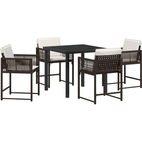 Garden Dining Set 5 pcs Brown Poly Rattan vidaXL