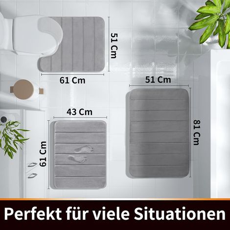Tapis de bain en mousse à mémoire de forme JeiibrZui - 40 x 60 cm - 1 pièce - Gris foncé - Tapis de bain doux à motif galets pour douche et salon (1/5)