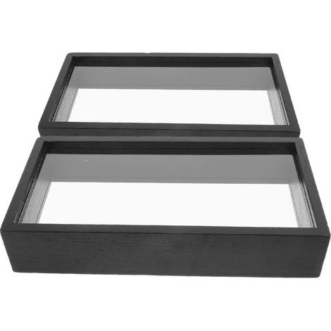 Lot de 2 Cadres Photo Noirs en Bois de Paulownia Vitrines Acryliques pour Fleurs Séchées Pressées, Décoration Murale et Table, Cadre pour Spécimens Végétaux et Botanique, (1/5)