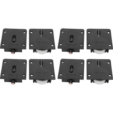Ruedas para muebles, 4 pares, ruedas para armarios, alacenas y puertas correderas, de plástico negro con rodamientos. (1/5)