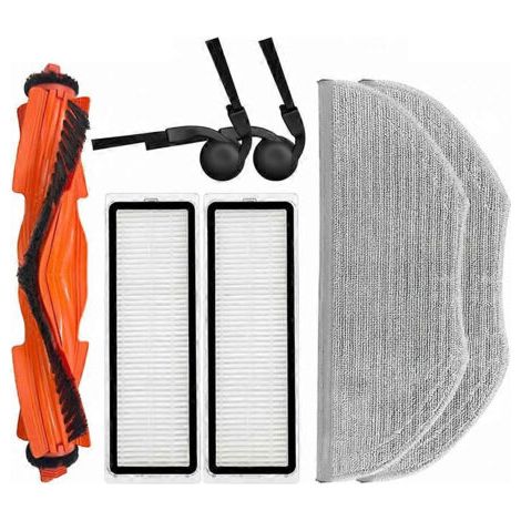 Pi��ces de rechange pour aspirateur robot Xiaomi S40 / OV81 : brosse principale, chiffon de nettoyage, filtre HEPA et accessoires.