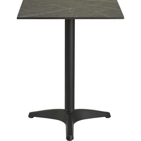 Tavolino bistrot quadrato effetto marmo grigio scuro con gambe in alluminio nero (1/5)