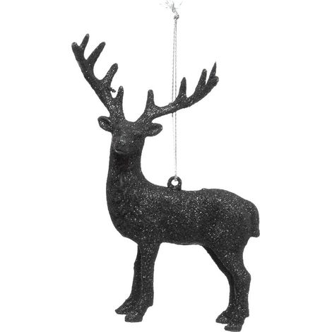 Decoración reno negro purpurina 15cm - Atmosphera créateur d'intérieur