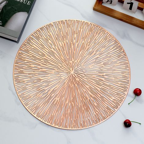 Texture en métal moulé PVC tapis de table antidérapant isolation thermique maison Western TABLE MAT décoratif rond évidé TABLE MAT (1/5)