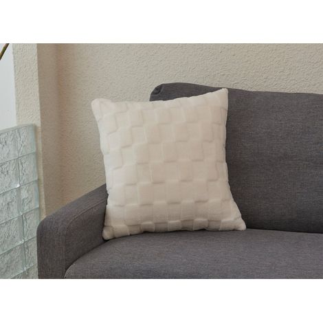 Coussin écru à motifs carrés 45x45 cm PARME (1/2)