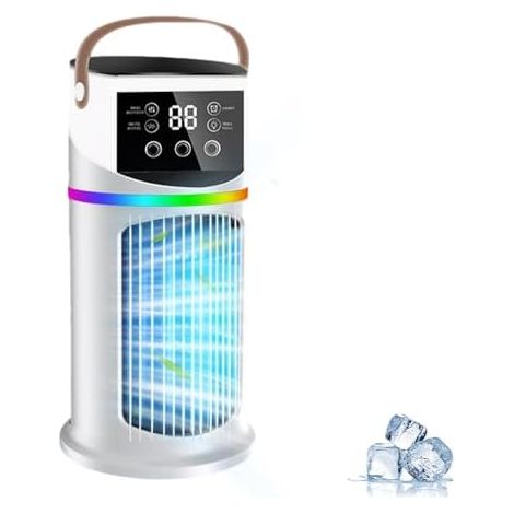 Mini klimaanlage, Mobile Klimaanlage mit 9 Geschwindigkeiten & 8H Timer, 7 Farben Nachtlicht, 3-Loch-Sprühdüse, Klimaanlage mobil für Schlafzimmer Büro Schreibtisch (1/5)