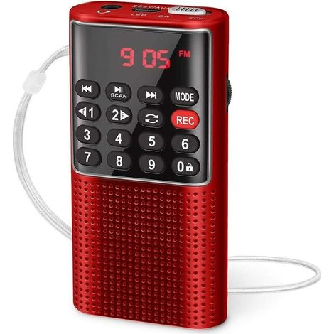 Radio et enceinte pour salle de bain Radio et enceinte pour salle de bainL - 328 petite radio portable radio FM rechargeable, walkman mp3 radio numérique avec enregistreur, portable radio alimenté par (1/3)