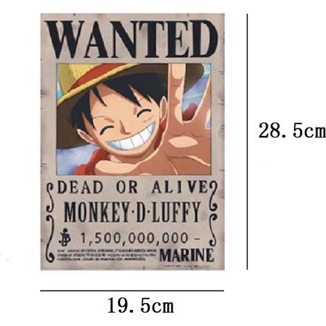 Affiches de récompense de recherche d'anime (28,5 x 19,5 cm) - Décoration murale autocollante à suspendre au mur ou à la porte (1/5)